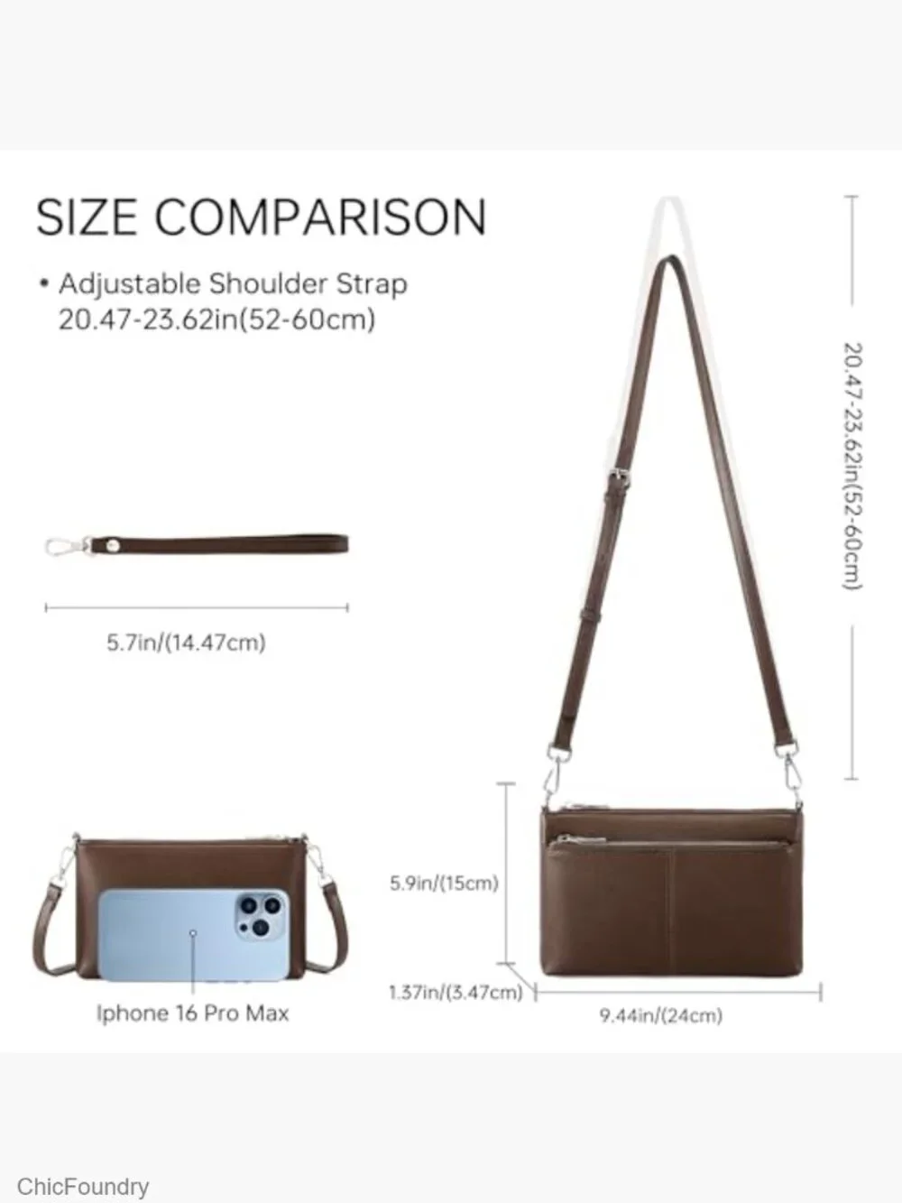 Vegan Leather RFID Wristlet Crossbody Wallet with Detachable Straps